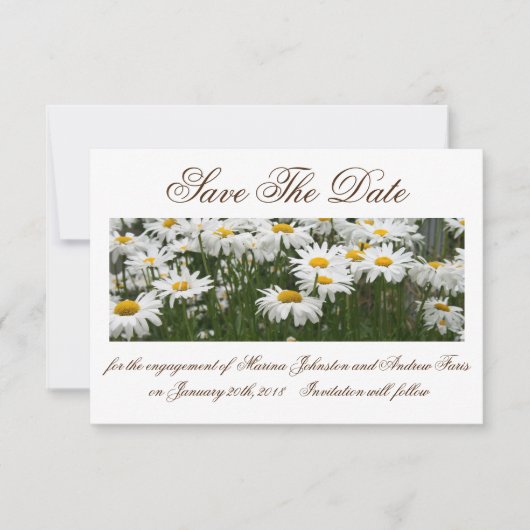 Floral Daisies save The Date Invitation (Voorkant)