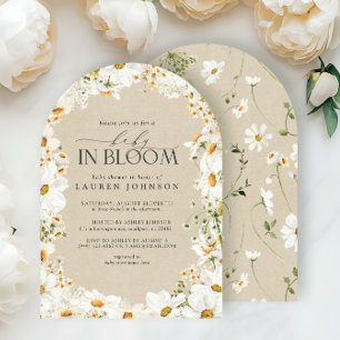 Floral Daisy Baby in Bloom Kraft Papierdouche Kaart