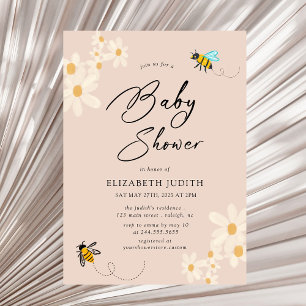 Floral Daisy Bees Baby shower Uitnodiging