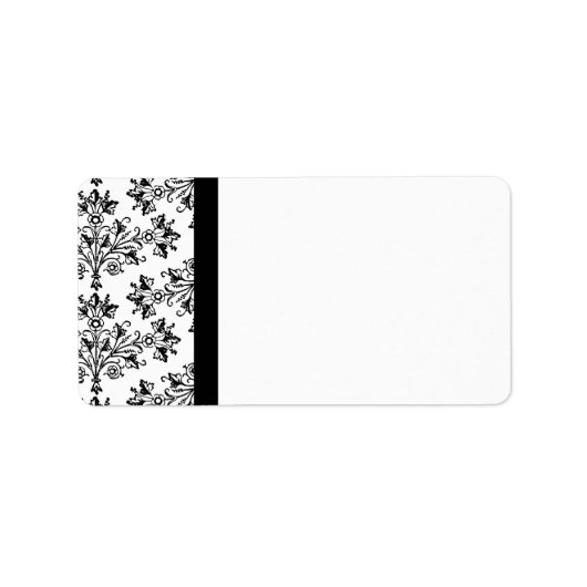 Floral Daisy Black White Blank Adresetiketten Etiket (Voorkant)