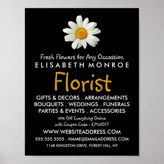 Floral Daisy, Bloemrijk Adverteren Poster (Voorkant)
