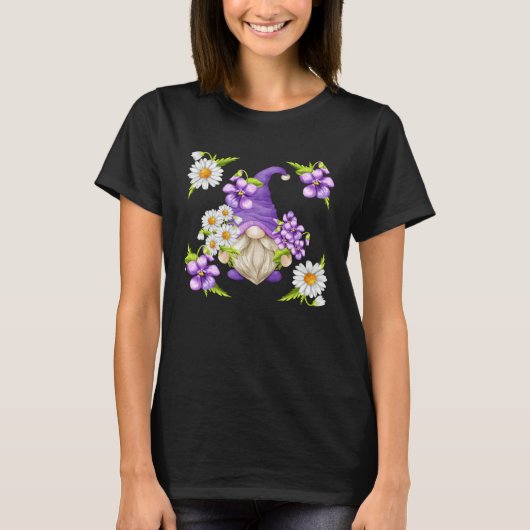 Floral Daisy Flower Pattern For Spring Purple Viol T-shirt (Voorkant)