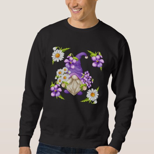 Floral Daisy Flower Pattern For Spring Purple Viol Trui (Voorkant)