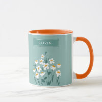Floral daisy modern gepersonaliseerd schattig blau