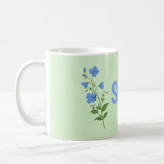 Floral daisy modern personalized cute elegant blue koffiemok