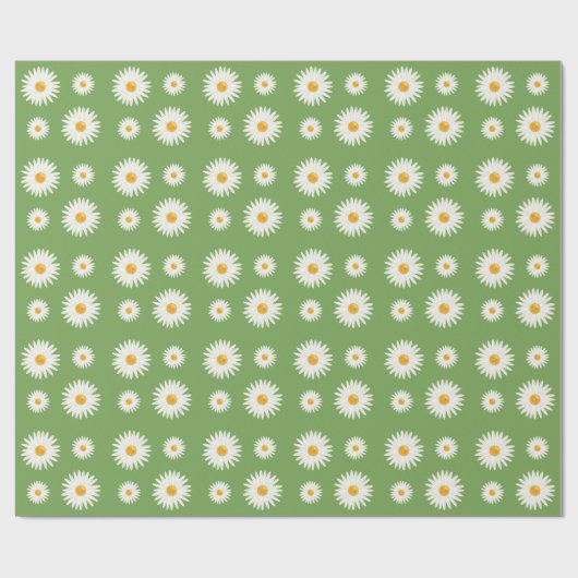 Floral Daisy-patroon op groene kleur Cadeaupapier (Vlak)