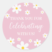 Floral Daisy Pink Dank u Stickers (Voorkant)