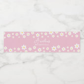 Floral Daisy Pink Party Étiquette bouteille d'eau (Étiquettes simples)