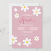 Floral Daisy rose Anniversaire Invitation (Devant)