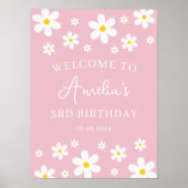 Floral Daisy Rose Anniversaire Poster de bienvenue (Devant)