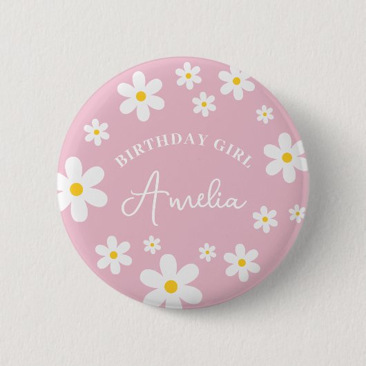 Floral Daisy Rose Girls Anniversaire Badge (Devant)