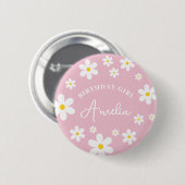 Floral Daisy Rose Girls Anniversaire Badge (Devant & derrière)