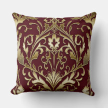 Floral damask Bourgogne en goud, elegant,