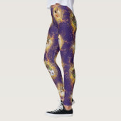  Floral Damask Cute Kitty Cat - Royal Paars Leggings (Links)