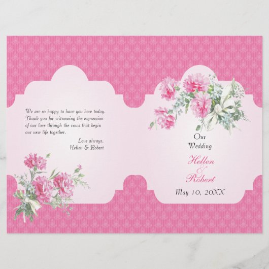 Floral Damask Elegant Wedding Ceremony Programme (Devant)