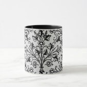 Floral Damask Etching op Grungy Grey Mok (Midden)