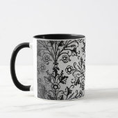 Floral Damask Etching op Grungy Grey Mok (Links)