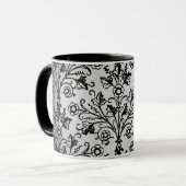Floral Damask Etching op Grungy Grey Mok (Voorkant links)