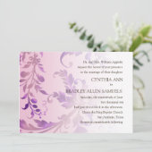 Floral Damask Faire-part de mariage rose et violet (Debout devant)