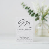 Floral Damask Gray Monogram Calligrafie Visitekaartje (Staand voorkant)