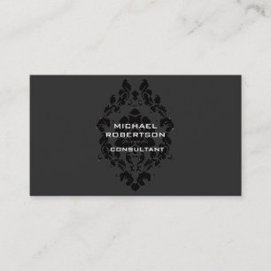Floral Damask Gray Unique Special Visitekaartje