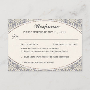 Floral Damask Lace RSVP Wedding Response Cards Kaartje