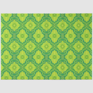 Floral Damask Pattern Green Lemon Yellow Flowers Tissuepapier