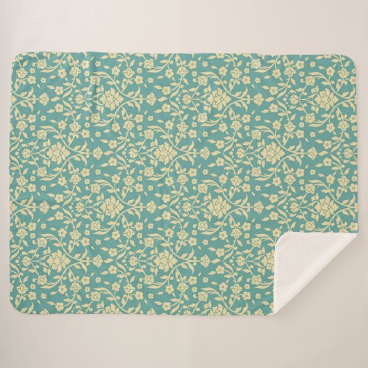 Floral/Damask Pattern Sherpa Blanket Sherpa Deken (Voorkant (horizontaal))