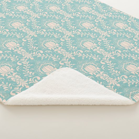 Floral/Damask Pattern Sherpa Deken (3/4)