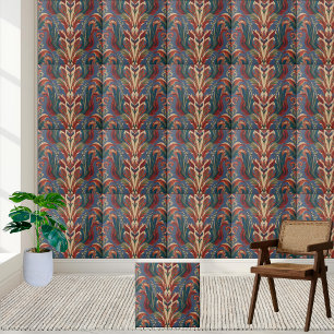 Floral Damask Pattern Tegel - Scandinavische stijl Tegeltje