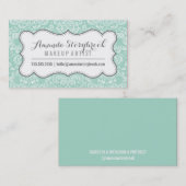 FLORAL DAMASK PATTERN trendy  mint grijs Visitekaartje (Voorkant / Achterkant)