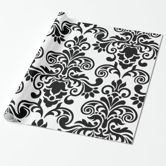 Floral Damask Patterned Cadeaupapier (Uitgerold)