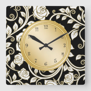 Floral Damask Wall Decor Clock Vierkante Klok