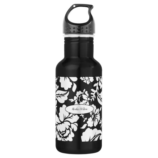 Floral Damask waterfles met naam Waterfles (Voorkant)