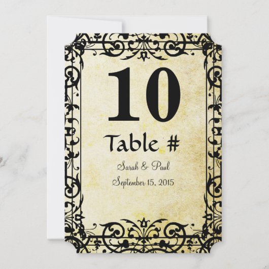  Floral Damask Wedding Table No. Kaart (Voorkant)