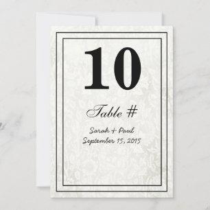  Floral Damask Wedding Table Number Card Kaart