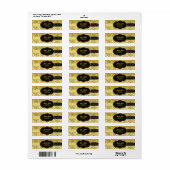 Floral-Damaskers, zwart en gouden Etiket (Full Sheet)