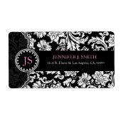 Floral Damaskers, zwart-wit, Etiket (Voorkant)