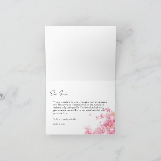 Floral Dank u bruiloft Kaart (Binnen)