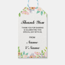 Floral Dank u Label aquarel bruiloft gunst Cadeaulabel