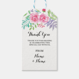 Floral Dank u Label bruiloft gunst aquarel Cadeaulabel
