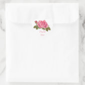 Floral Dank u Roze Rose Bloem Bruiloft Hart Sticker (Tas)