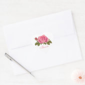 Floral Dank u Roze Rose Bloem Bruiloft Hart Sticker (Envelop)