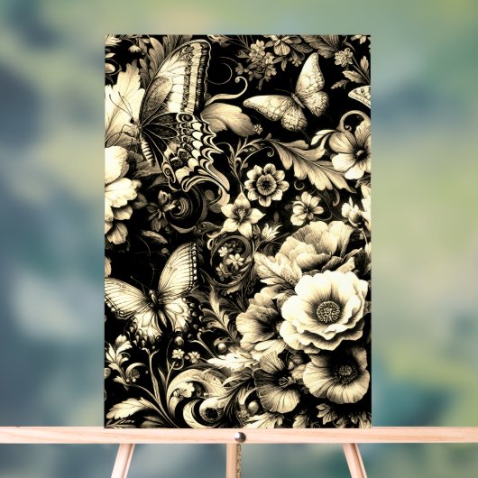 Floral d'antiquité d'or aux papillons (Neutre)