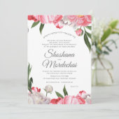 Floral d'aquarelle mariage avec invitation hébraïq (Debout devant)