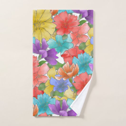 Floral d'aquarelle multicolore moderne (Serviette à main)