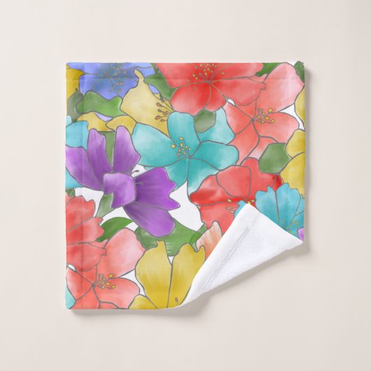 Floral d'aquarelle multicolore moderne (Gant de toilette)
