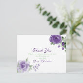 Floral d'aquarelle violette, Cartes de remerciemen (Debout devant)