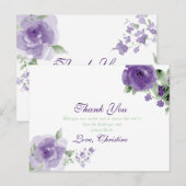 Floral d'aquarelle violette, Cartes de remerciemen (Devant / Derrière)
