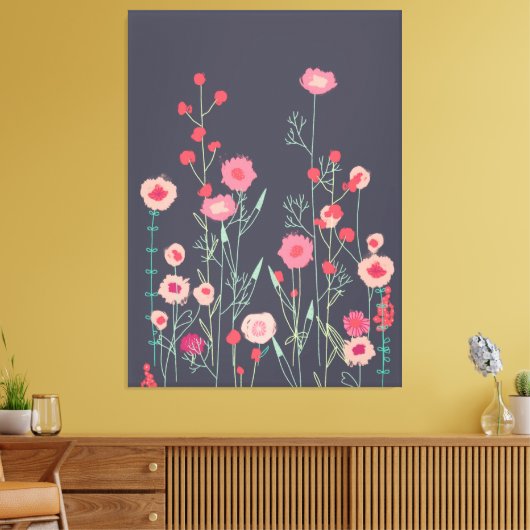 Floral Dark Boho Canvas Afdruk (Insitu (Woonkamer))